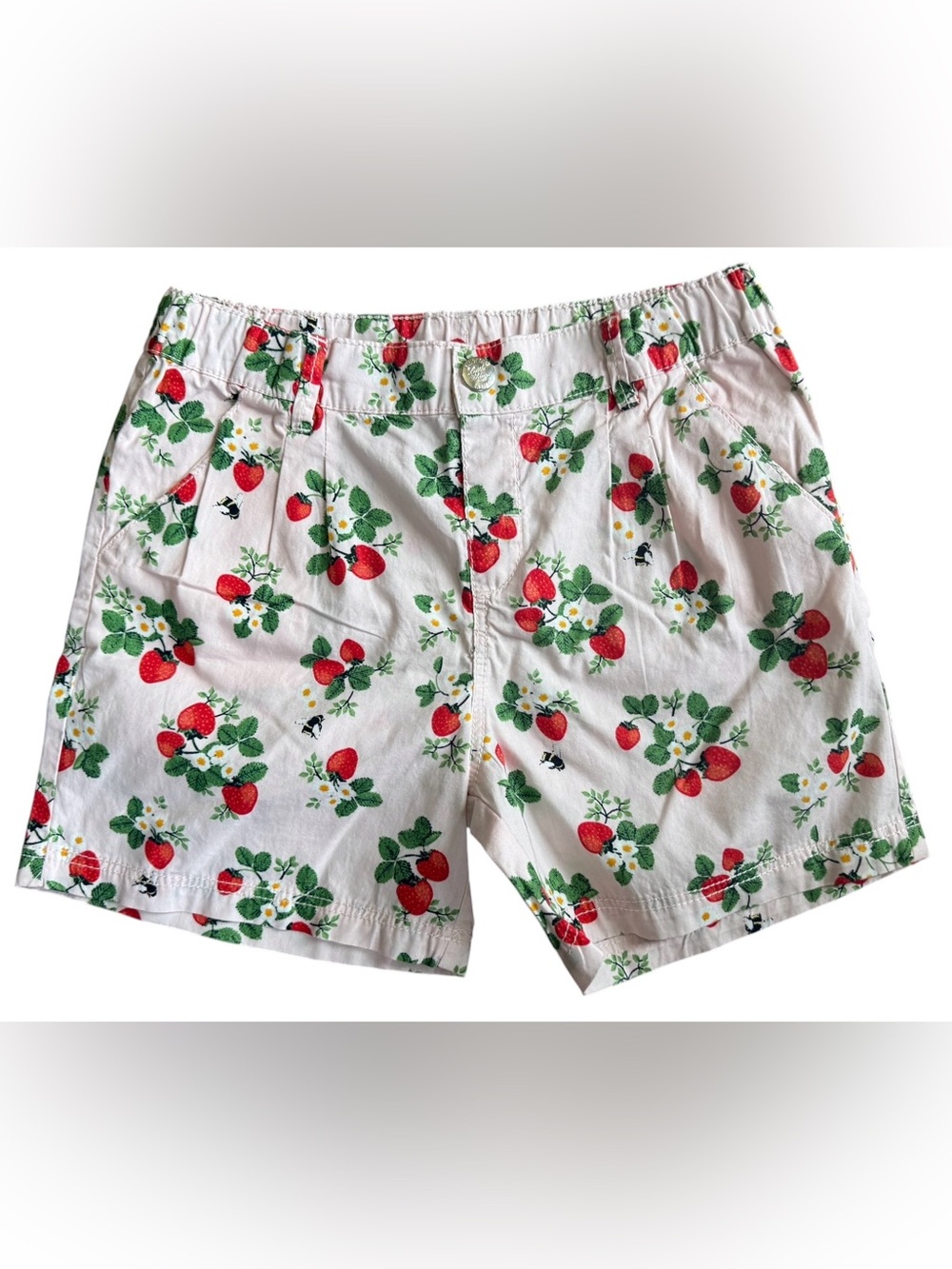 H&M Girls Strawberry Bee Print Shorts Size 8 9 Cotton Summer Cute